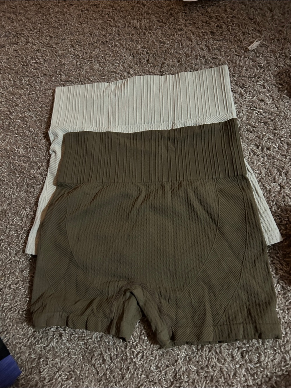 Seamless High-Waist Ribbed Shapewear Shorts — Brown & Cream